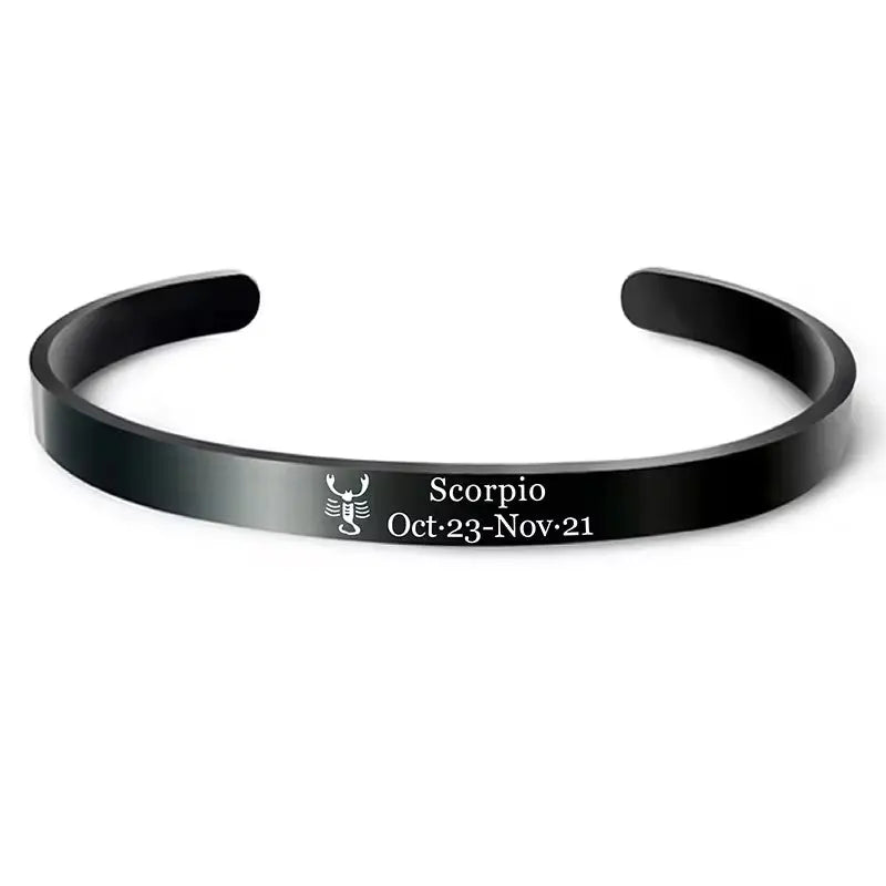 🎁 Black bangle bracelet for men with zodiac sign (100% off)