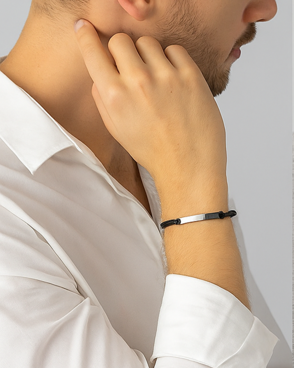 Thread bracelet with engraving for men