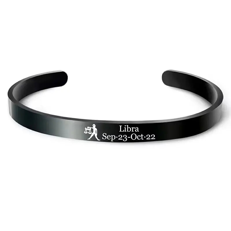 🎁 Black bangle bracelet for men with zodiac sign (100% off)