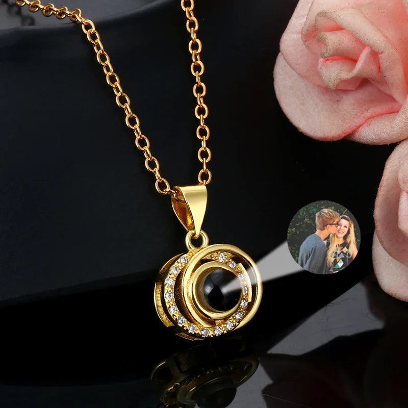 Lieka Custom Photo Necklace Circled Zircon