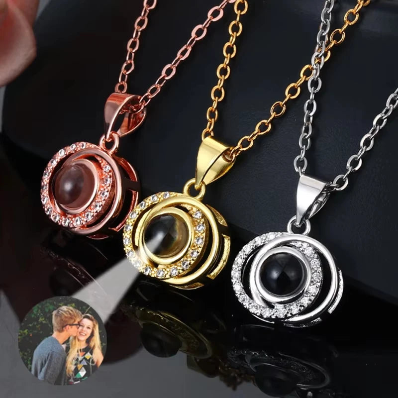 Lieka Custom Photo Necklace Circled Zircon