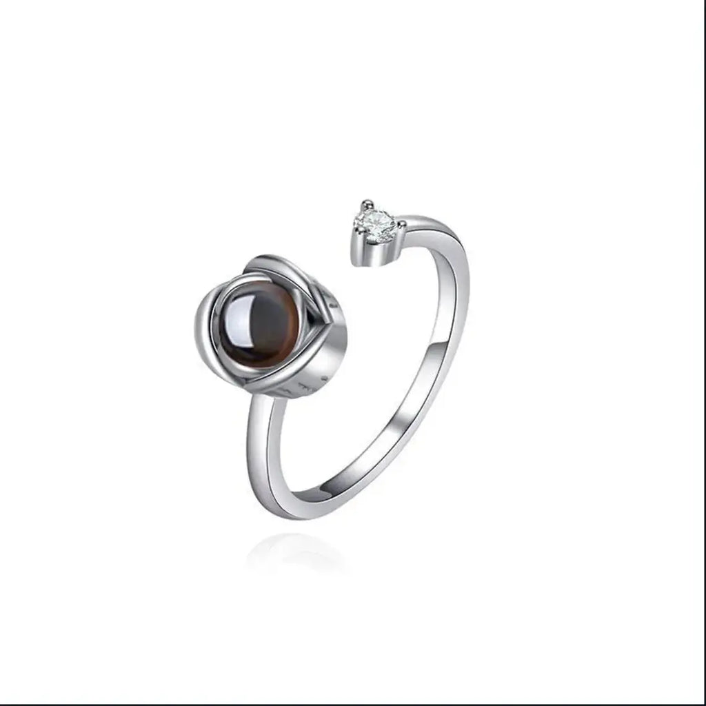 טבעת פרח יהלום עם פנינה מוצפנת