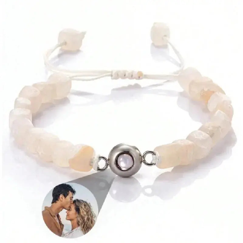 Square Bead Custom Photo Bracelet, Personalized Jewelry