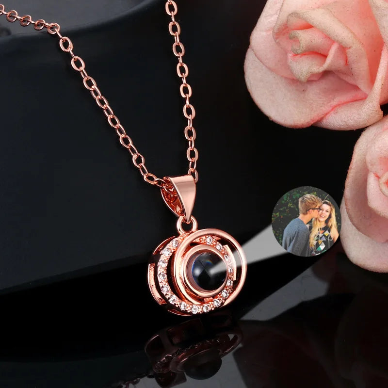 Lieka Custom Photo Necklace Circled Zircon