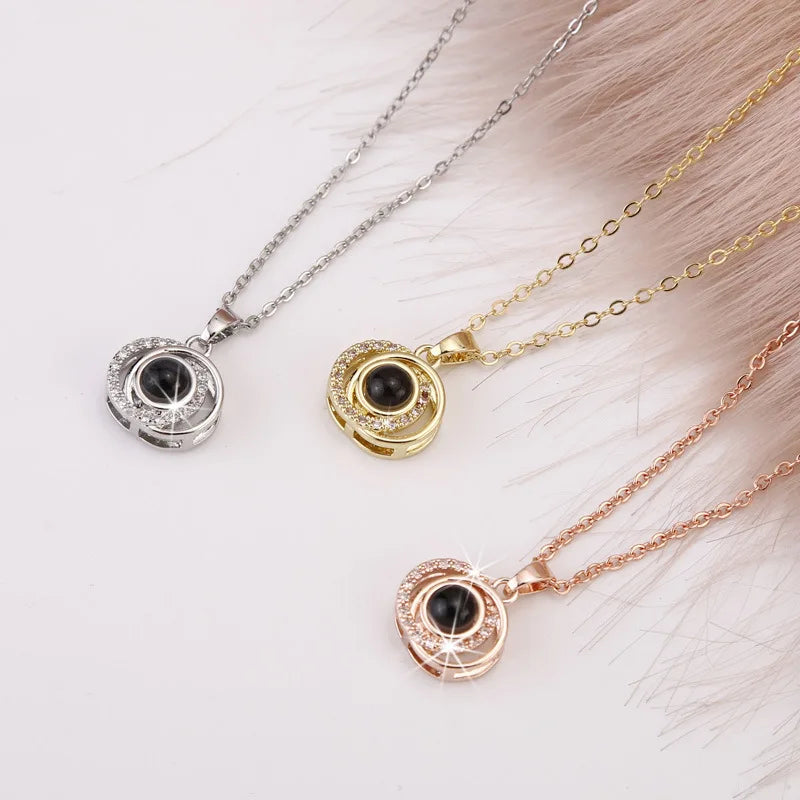 Lieka Custom Photo Necklace Circled Zircon