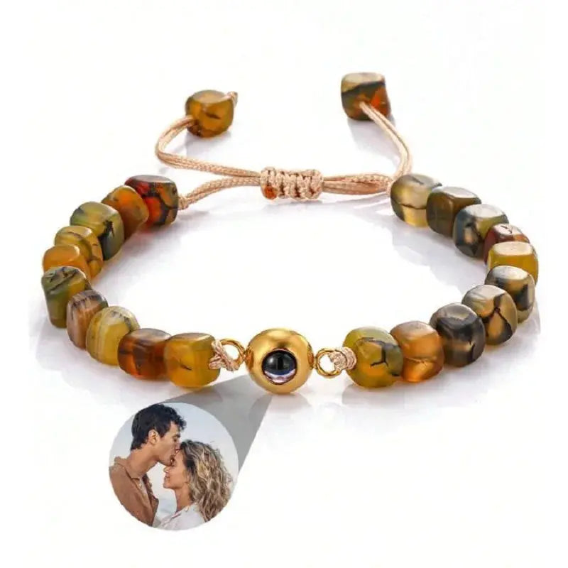 Square Bead Custom Photo Bracelet, Personalized Jewelry - view 2