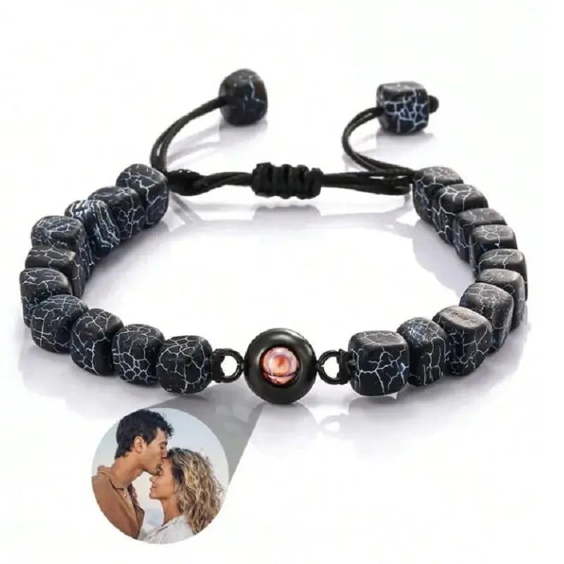 Square Bead Custom Photo Bracelet, Personalized Jewelry - view 3