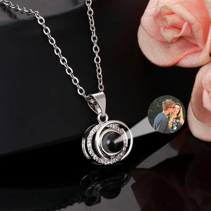 Lieka Custom Photo Necklace Circled Zircon