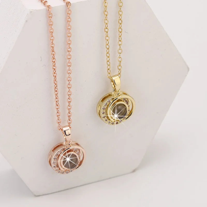 Lieka Custom Photo Necklace Circled Zircon