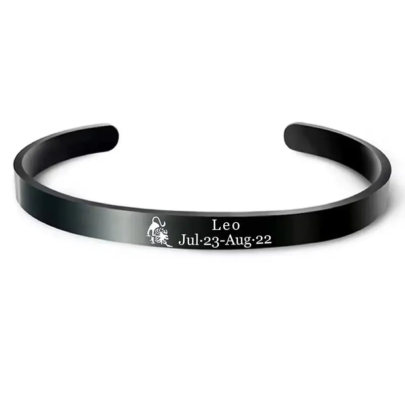 🎁 Black bangle bracelet for men with zodiac sign (100% off)