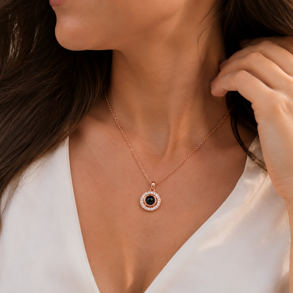 Lieka Custom Photo Necklace Circled Zircon