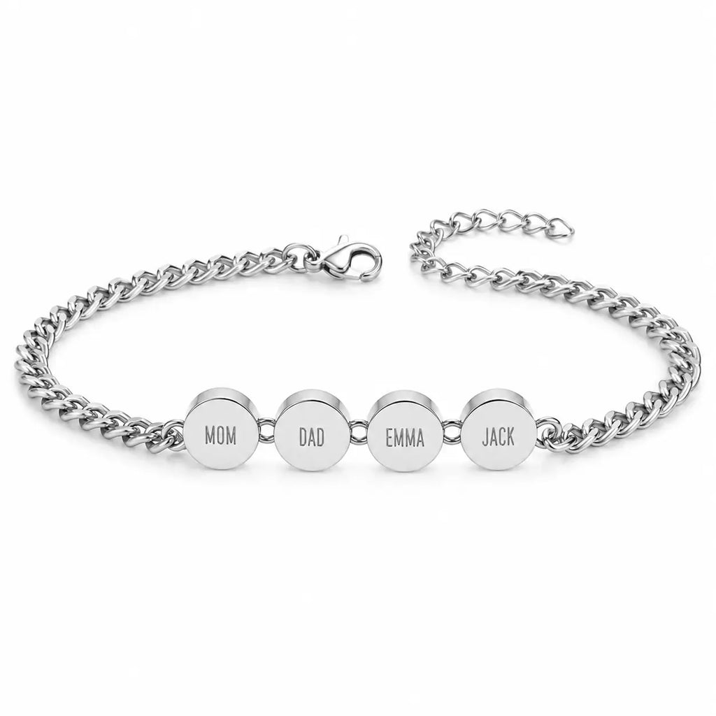Zohare Custom Engraved Men Bracelet Silver