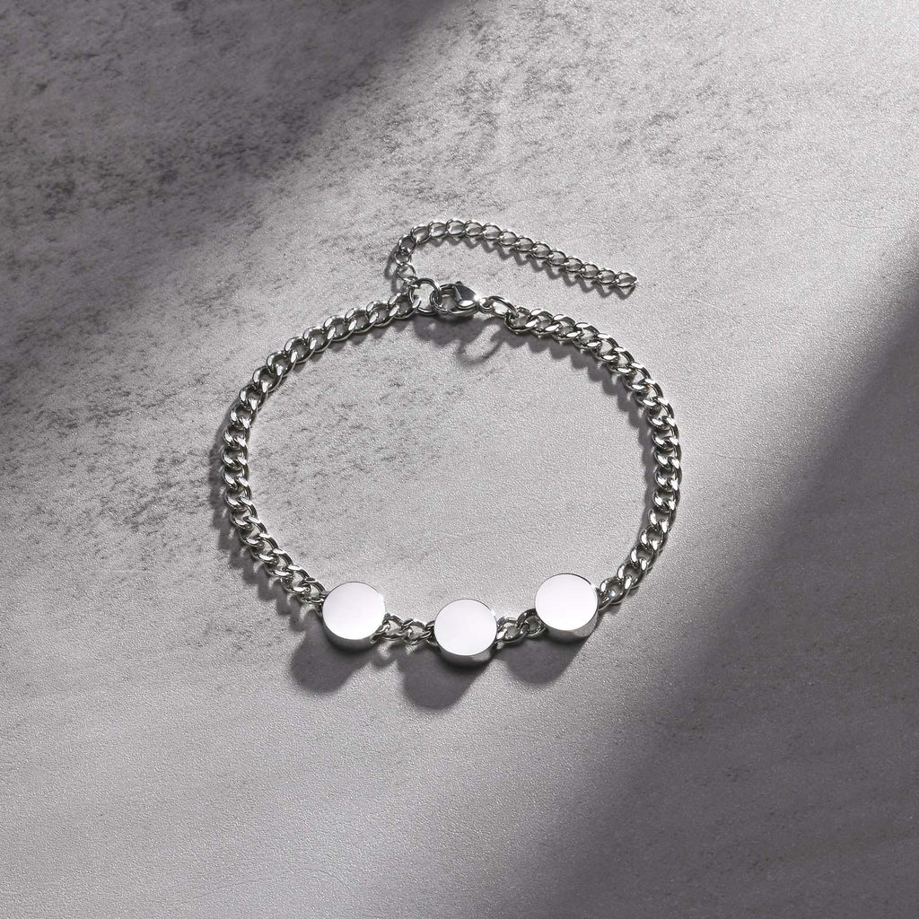 Zohare Custom Engraved Men Bracelet Silver